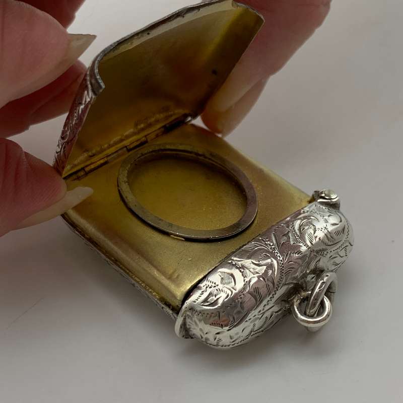 Antique Combined Silver Vesta Case with Hidden Photo Frame