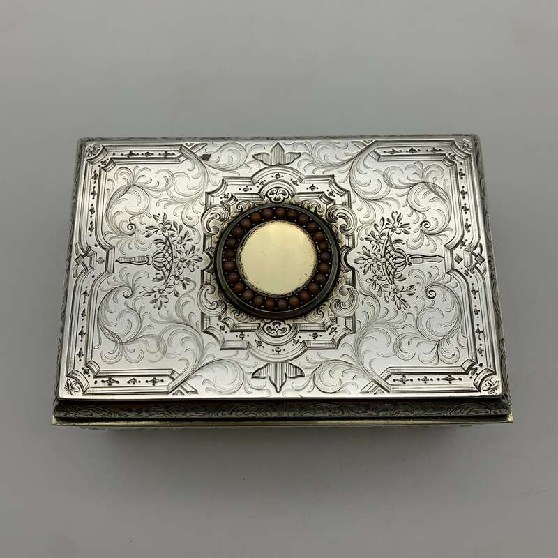 Fabulous Silver Gilt & Coral Crystal Vanity Box (1866)