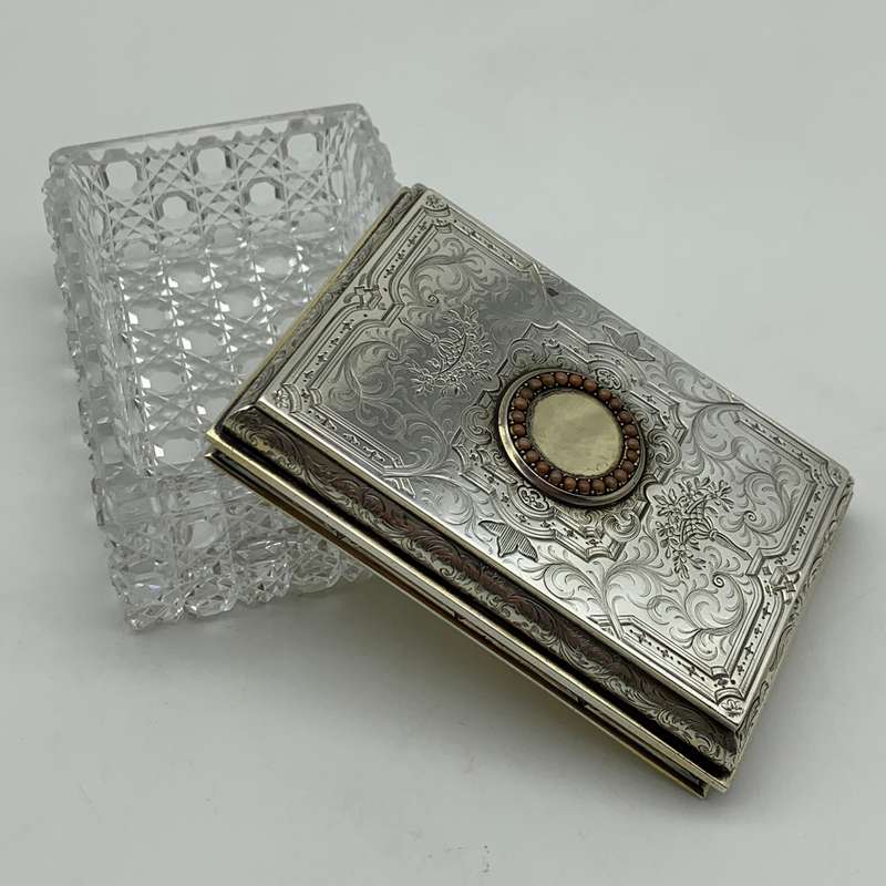 Fabulous Silver Gilt & Coral Crystal Vanity Box (1866)