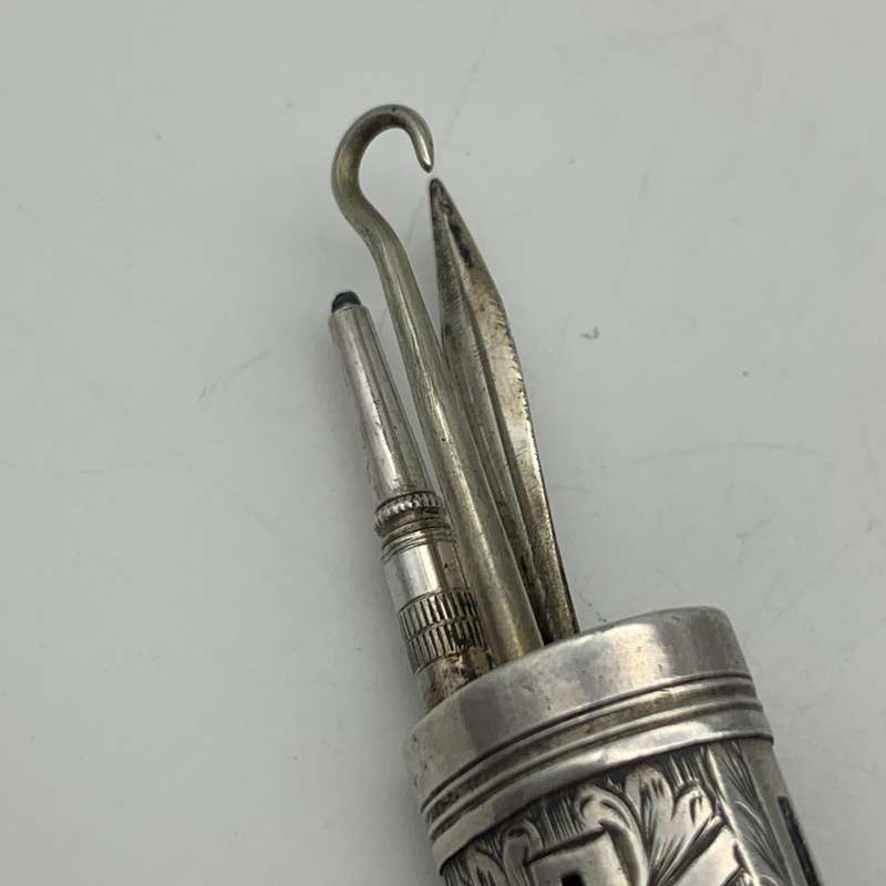 Victorian Silver Combination Case (Pencil, Toothpick, Button Hook)