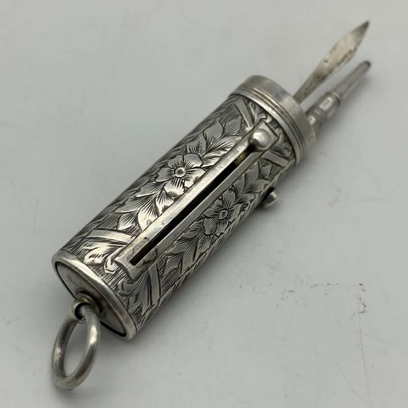 Victorian Silver Combination Case (Pencil, Toothpick, Button Hook)