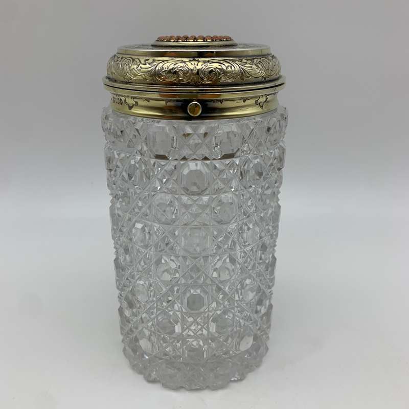 Fabulous Silver Gilt & Coral, Crystal Vanity Jar (1866)
