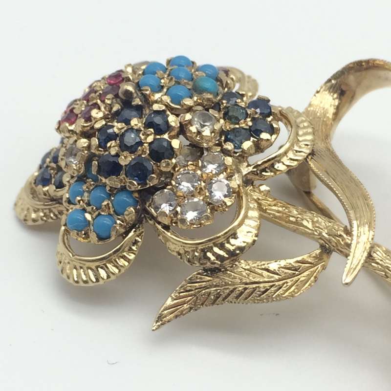 9ct Solid Gold `Flower` Vintage Brooch (V. R45 220)