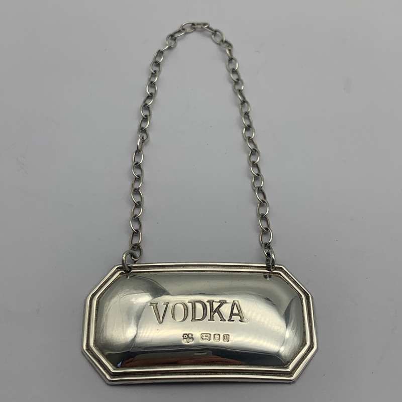 Sterling Silver 'VODKA' Decanter Label