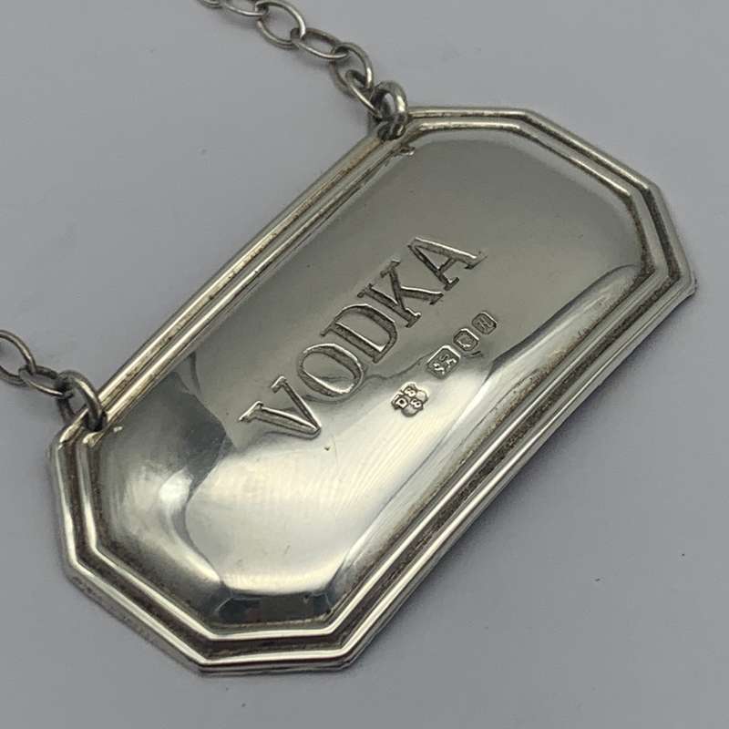 Sterling Silver 'VODKA' Decanter Label