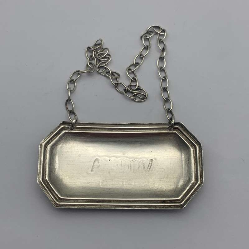 Sterling Silver 'VODKA' Decanter Label
