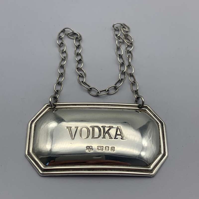 Sterling Silver 'VODKA' Decanter Label