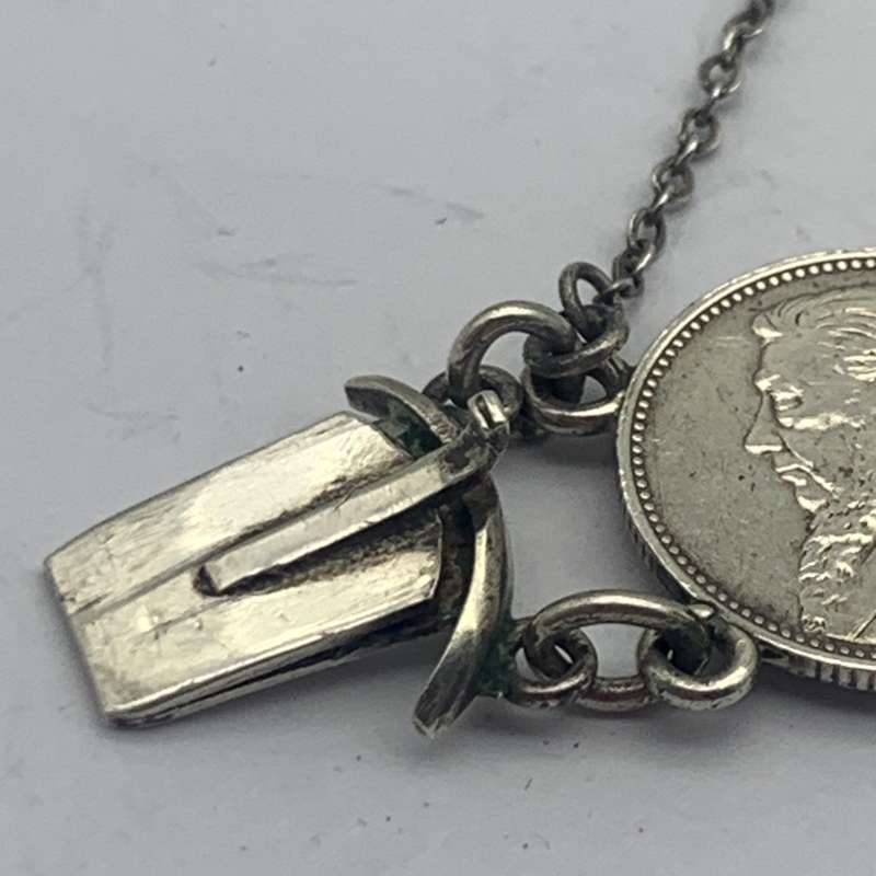 Antique Solid Silver 'ZAR Sixpence Kruger' Coin Bracelet