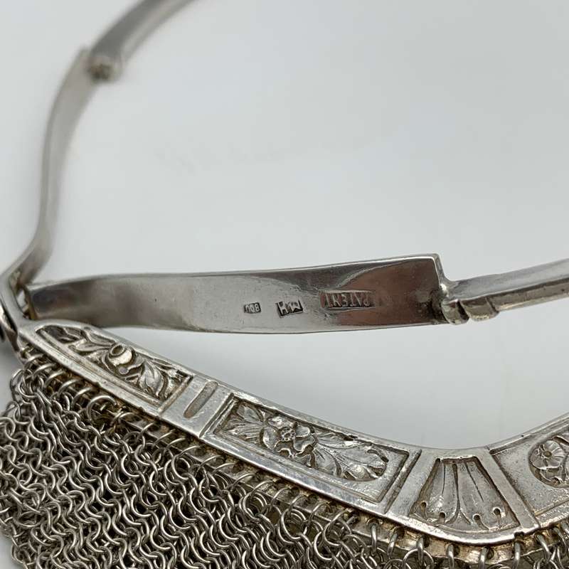 Large 1920s Solid Silver 'Art Deco' Mesh Evening Bag (510g)