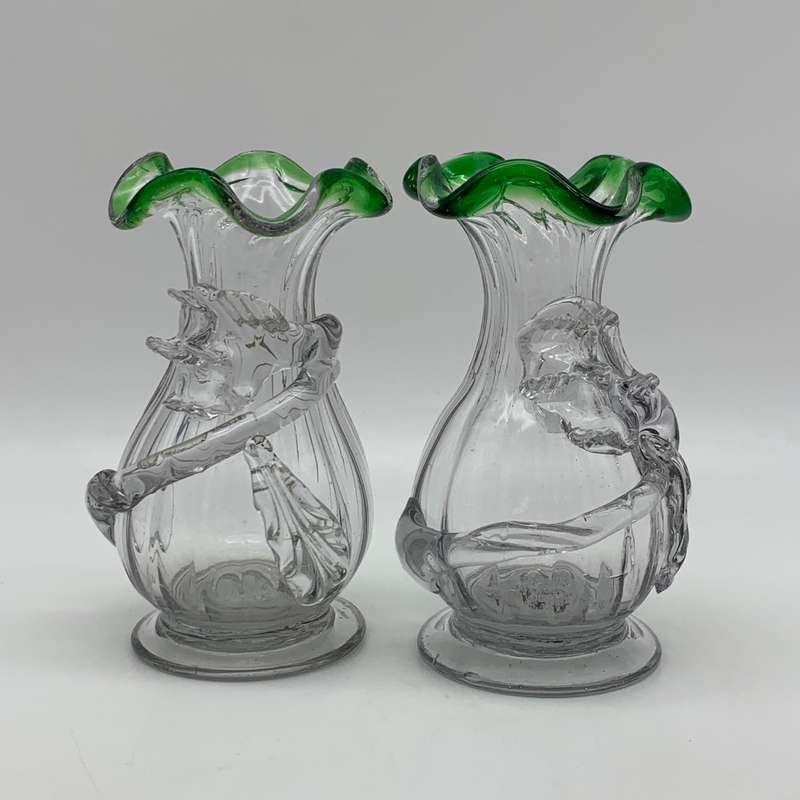 Pretty Pair of Antique 'Hand Blown' Glass Vases