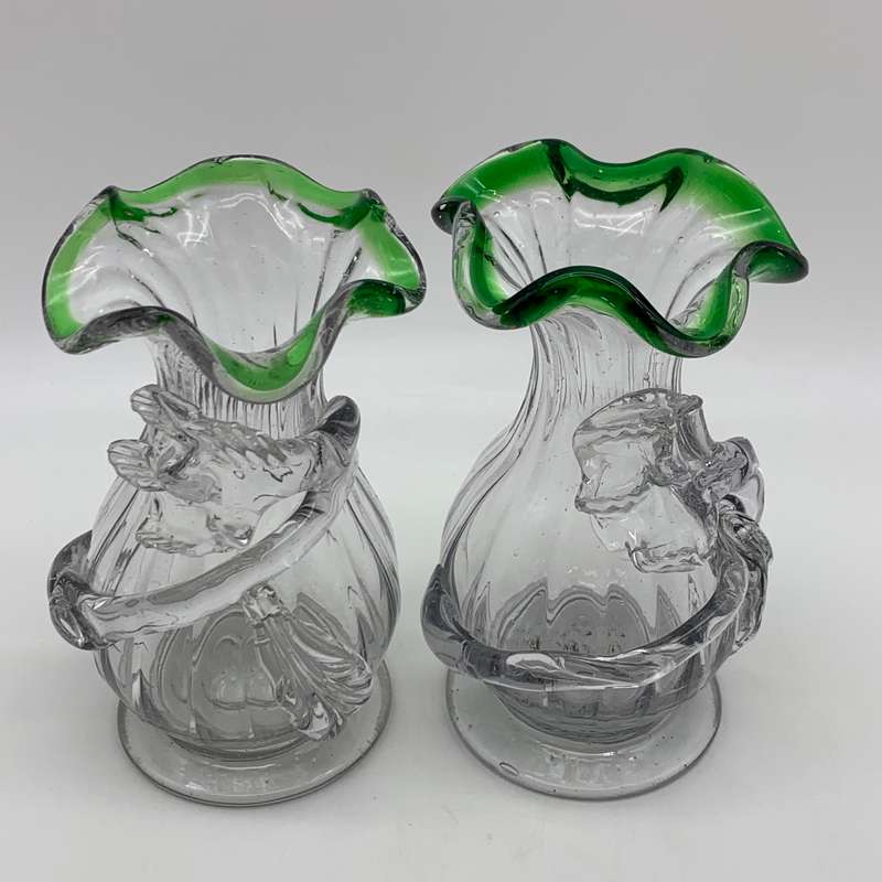 Pretty Pair of Antique 'Hand Blown' Glass Vases