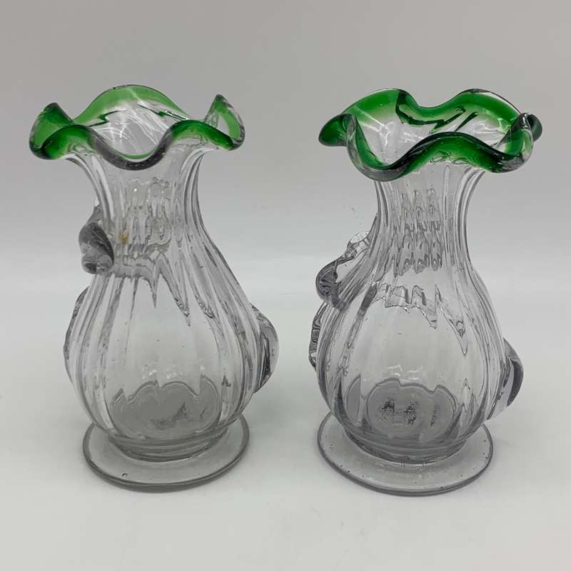 Pretty Pair of Antique 'Hand Blown' Glass Vases