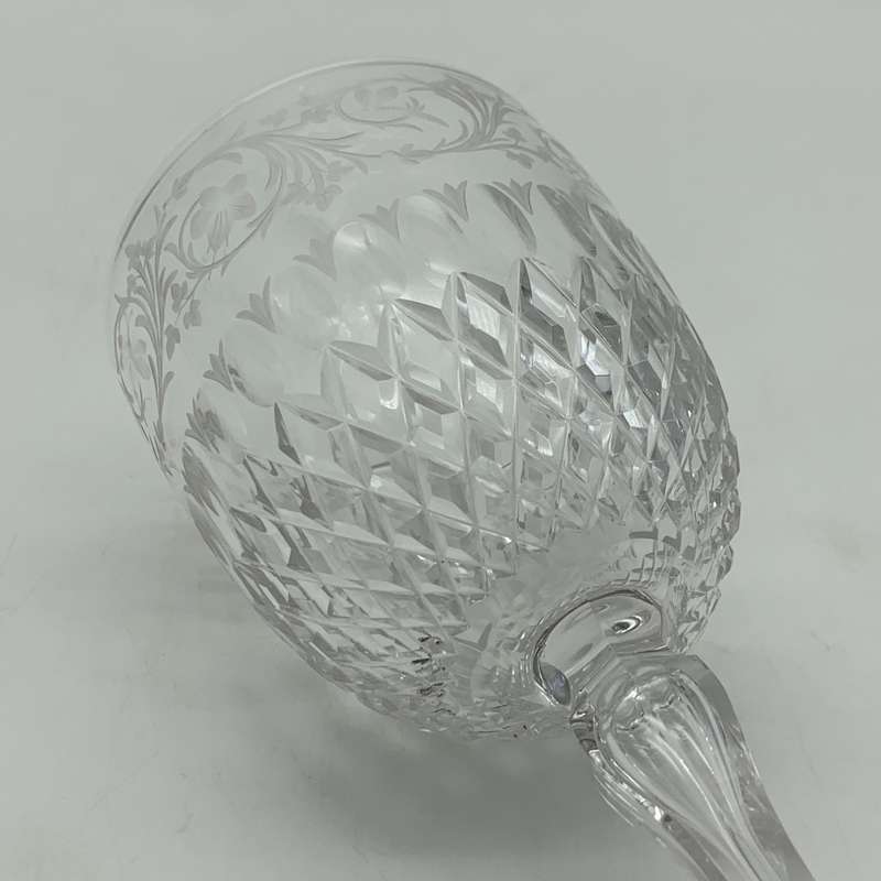 Wonderful Antique Engraved Cut-Crystal Wine Goblet (Stourbridge Glass)