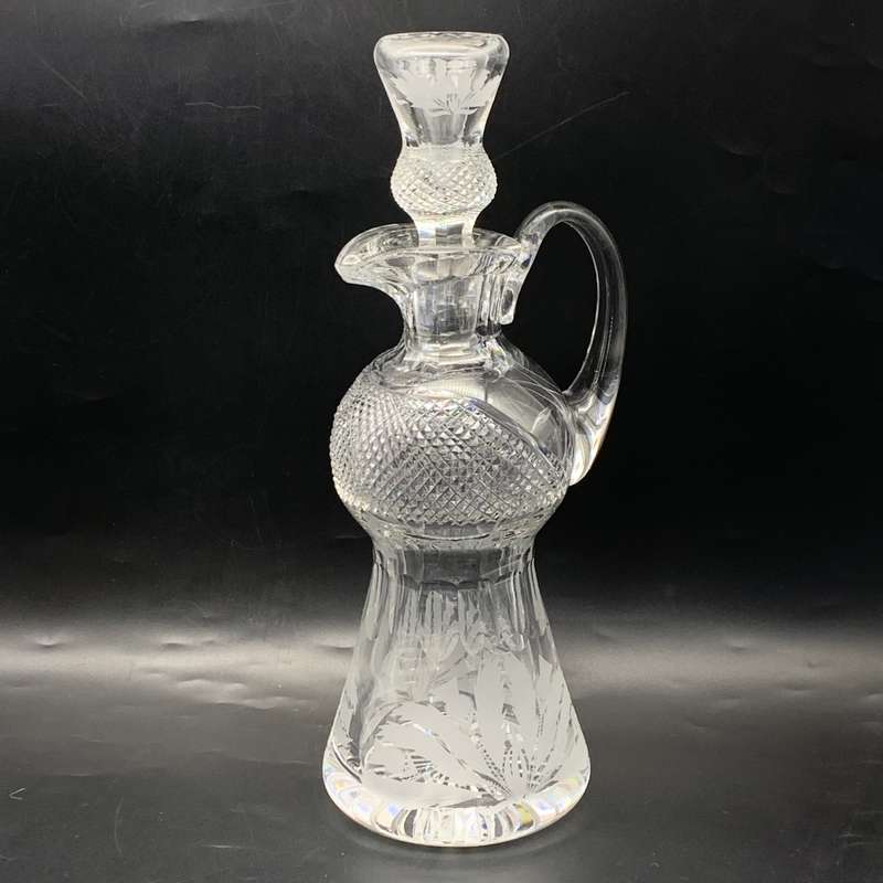 Scarce 'Edinburgh' Crystal Thistle-Cut Claret Jug Decanter