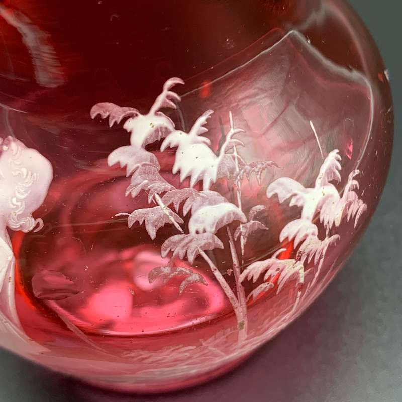 Antique 'Mary Gregory' Cranberry Glass Cream Jug