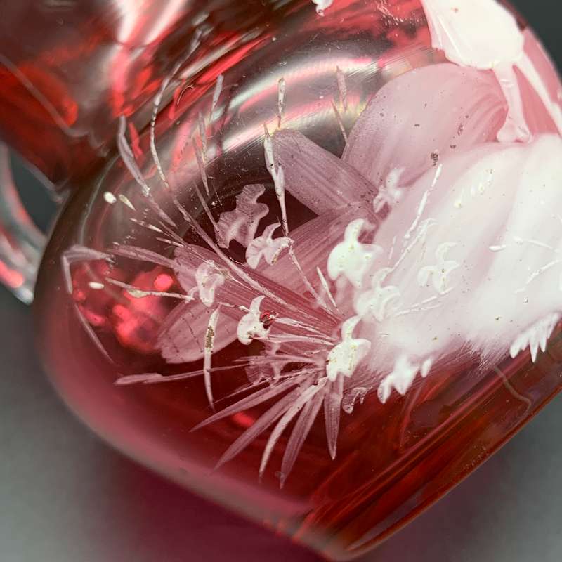 Antique 'Mary Gregory' Cranberry Glass Cream Jug