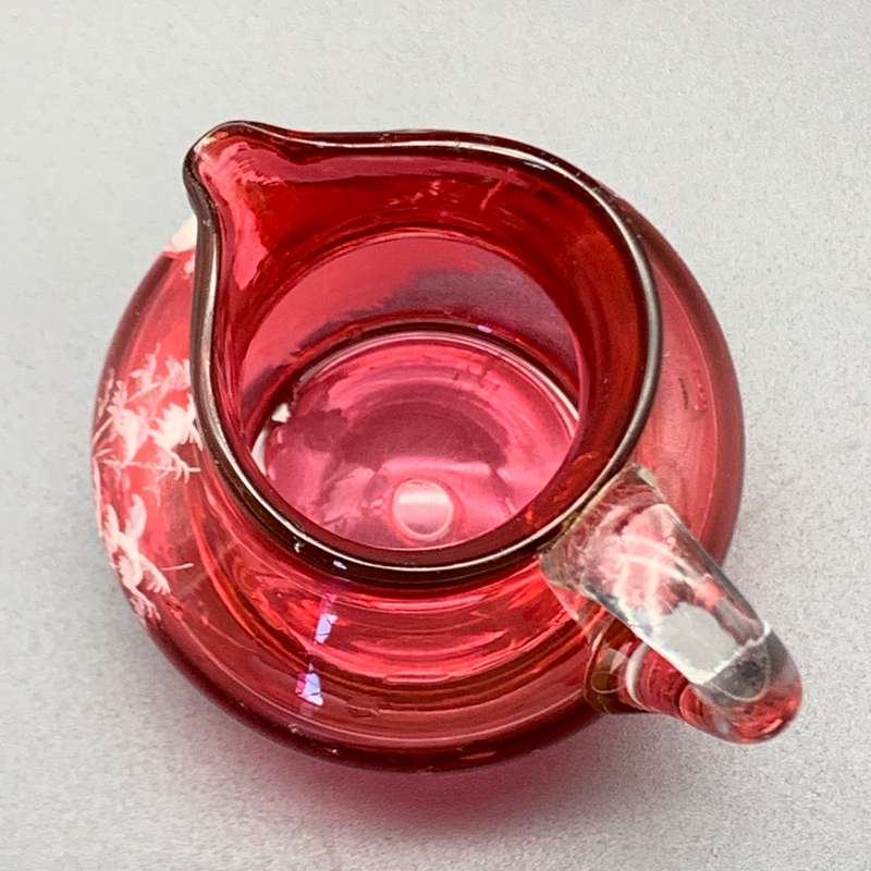 Antique 'Mary Gregory' Cranberry Glass Cream Jug