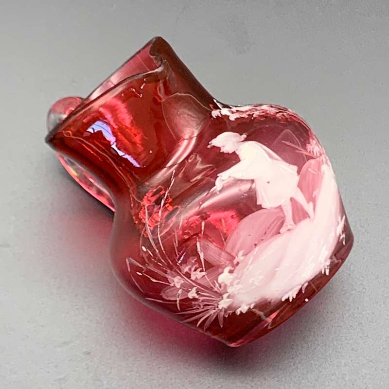 Antique 'Mary Gregory' Cranberry Glass Cream Jug