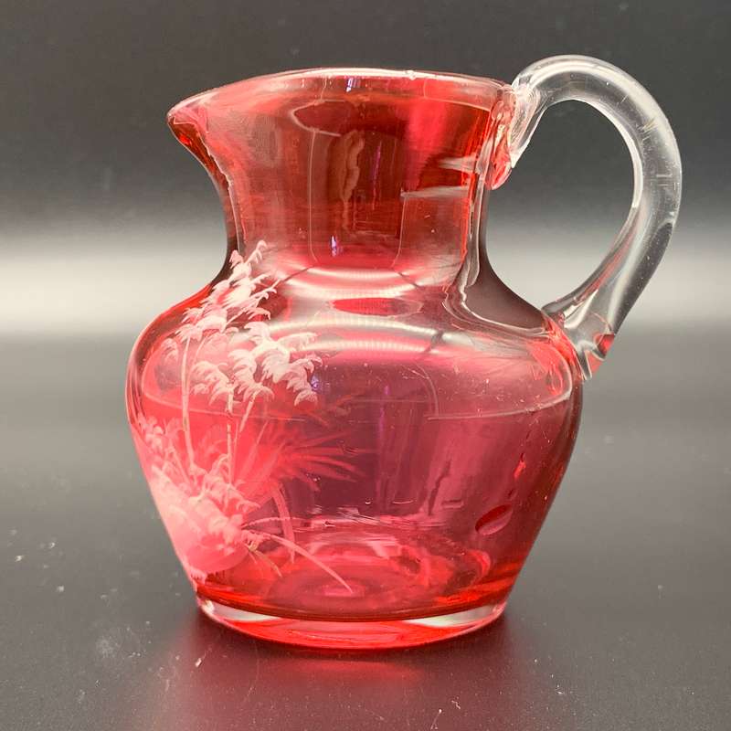 Antique 'Mary Gregory' Cranberry Glass Cream Jug