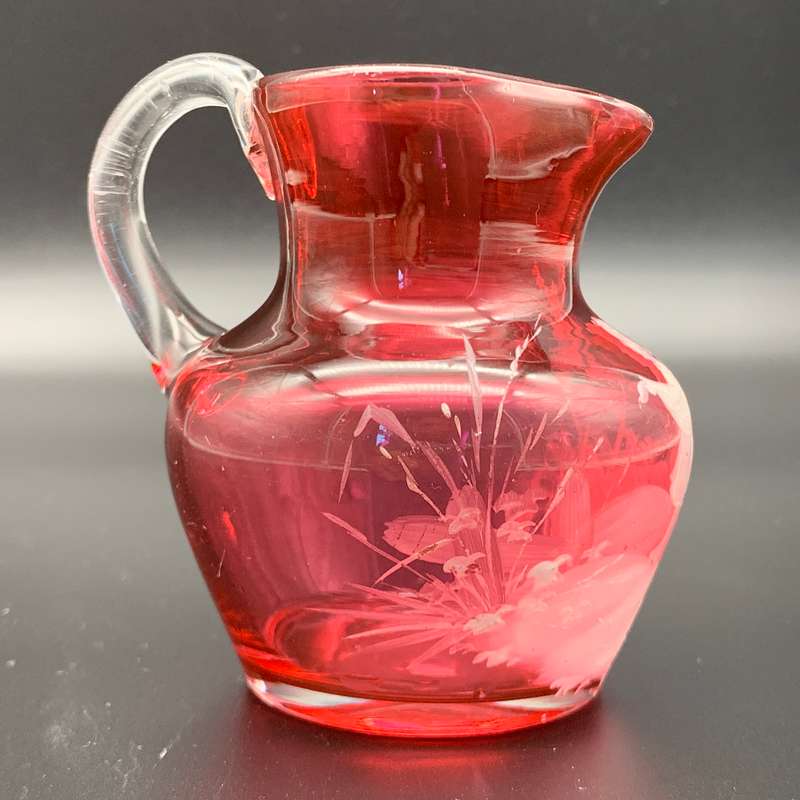 Antique 'Mary Gregory' Cranberry Glass Cream Jug
