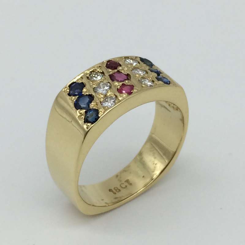 18ct Diamond Ruby & Sapphire Ring (V. R46 220)