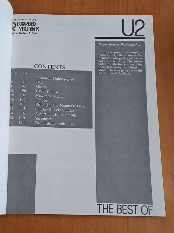 The Best of U2 - Authentic record transcriptions -  Transcribed by Wolf Marshall