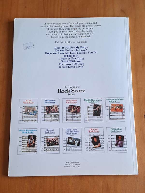 Huey Lewis and the News rock score: Eight famous songs scored for small groups. Complete with lyric