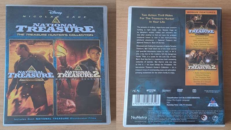 4 DVD Set :  National Treasure 1 + 2 with bonus discs