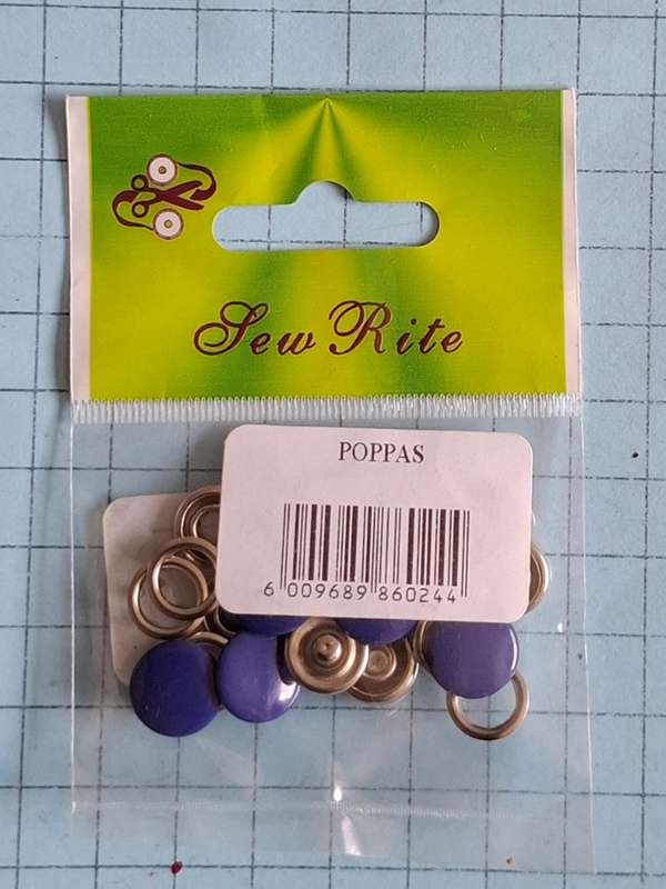 Dark blue press studs -  Set of 5 - 12mm