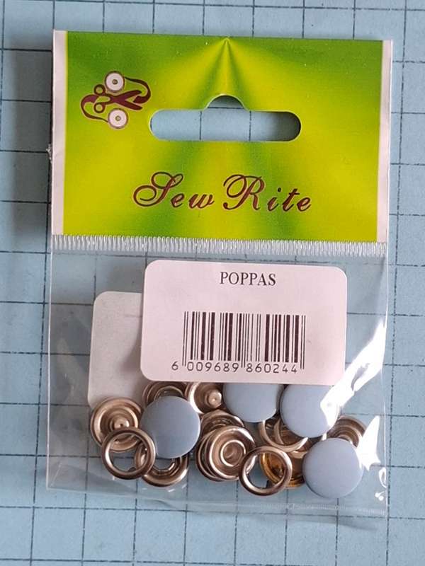 Light blue press studs -  Set of 5 - 12mm