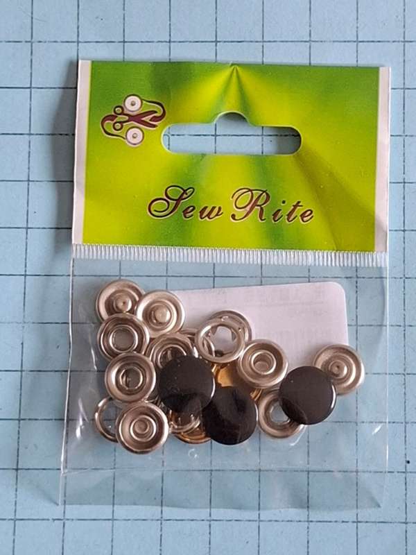 Black press studs -  Set of 5 - 12mm