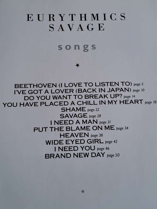 Savage: Songs by  - Eurythmics - 1988