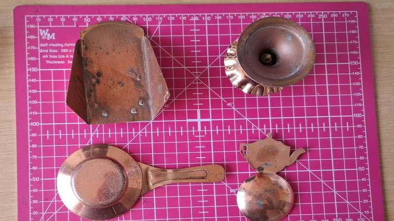 Lot of 4 copper items -  not cleaned