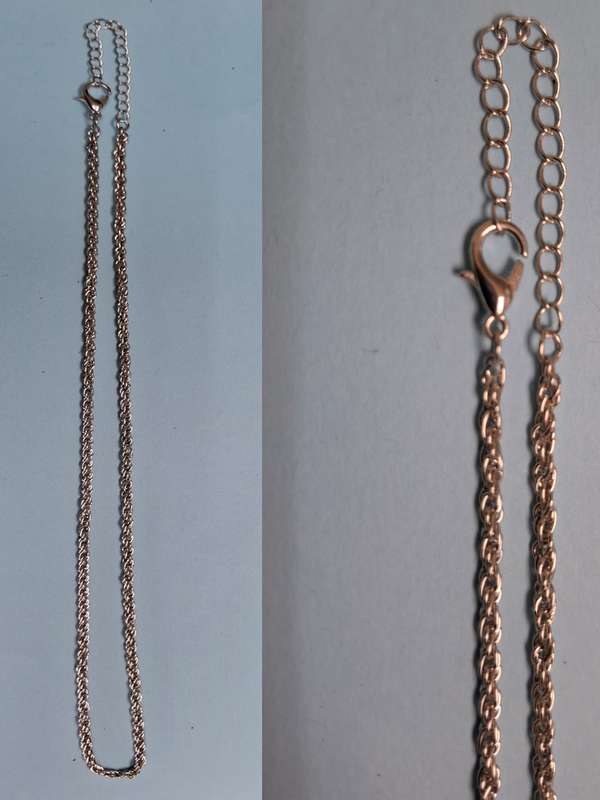 Silver Tone Necklace with clasp 23cm  drop length - 2mm x 1mm