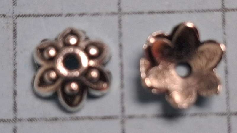 Bead Cap -  Silver 6 petal  - 7mm -  each