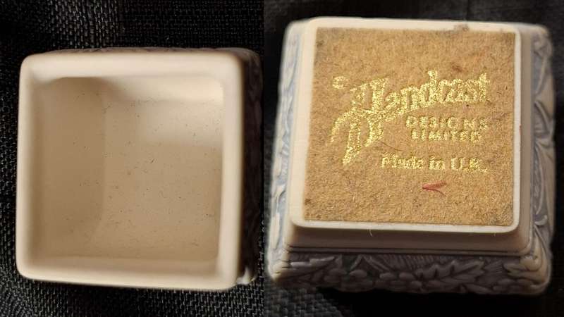Miniature ceramic trinket box with lid