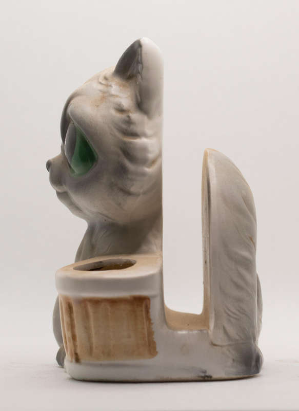 Vintage cat ceramic salt+pepper and toothpick+napkin holder set