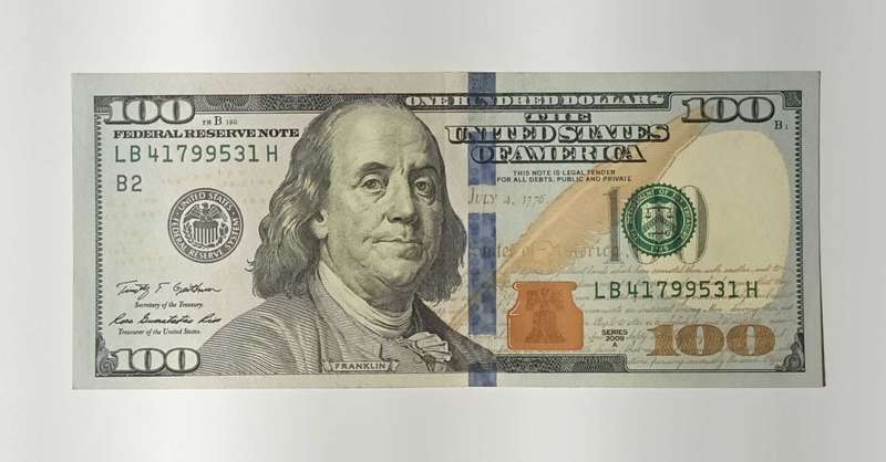 CURRENT UNITED STATES 100 DOLLAR BANKNOTE SERIAL NO. LB41799531H