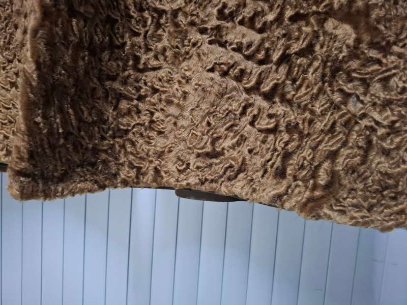 Vintage Karakul ladies coat - caramel with a warm gold hue and fur collar - superb condition