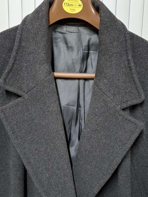 Vintage Black Women's XL Double Breasted Cashmere 3/4 Length Winter Coat - Excellent Condition