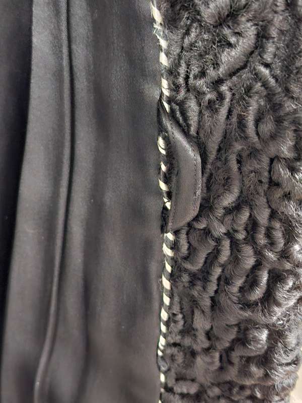 Vintage Black Karakul Pelt Coat with belt - authentic rare find in excellent condition - Size S