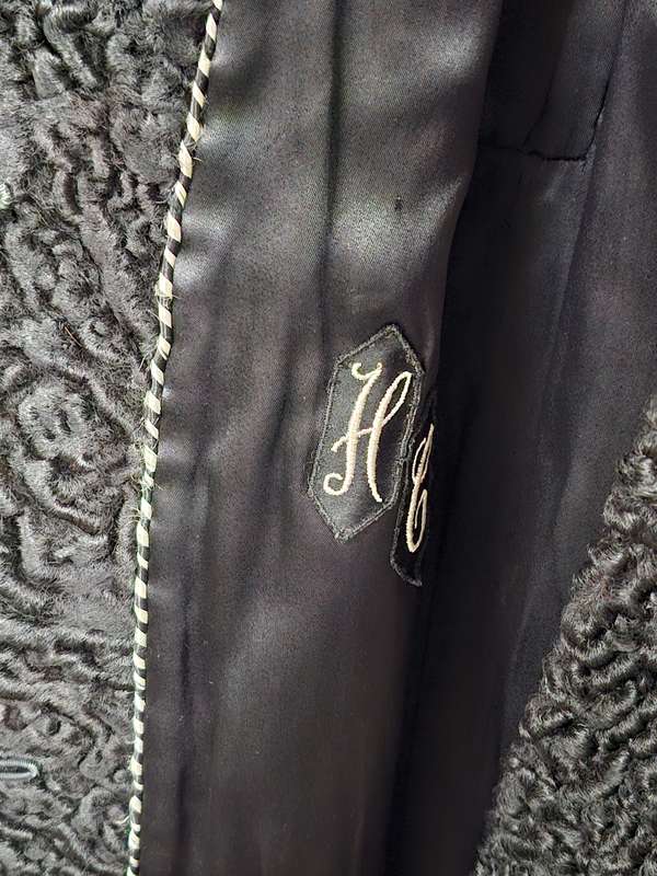 Vintage Black Karakul Pelt Coat with belt - authentic rare find in excellent condition - Size S