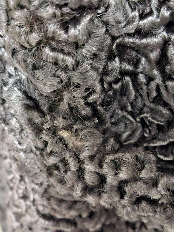 Vintage Black Karakul Pelt Coat with belt - authentic rare find in excellent condition - Size S