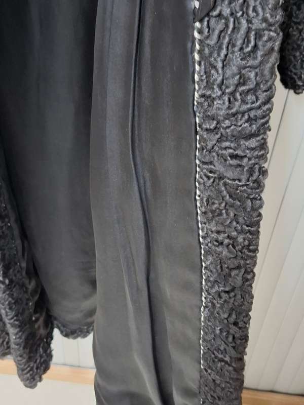 Vintage Black Karakul Pelt Coat with belt - authentic rare find in excellent condition - Size S