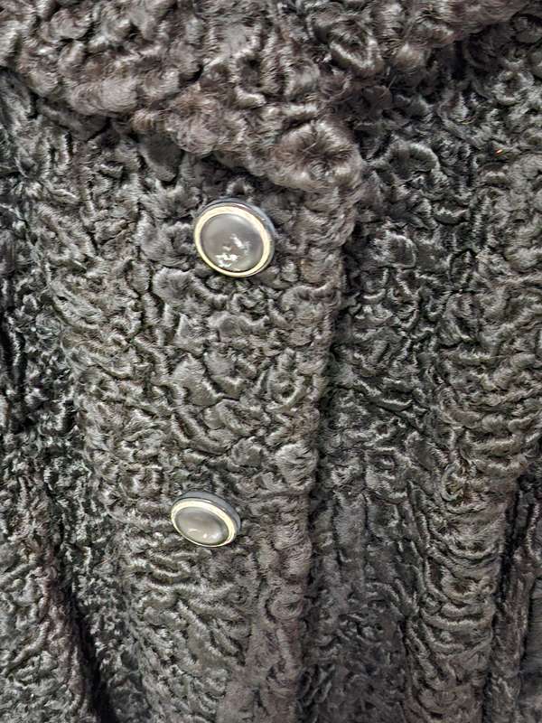Vintage Black Karakul Pelt Coat with belt - authentic rare find in excellent condition - Size S