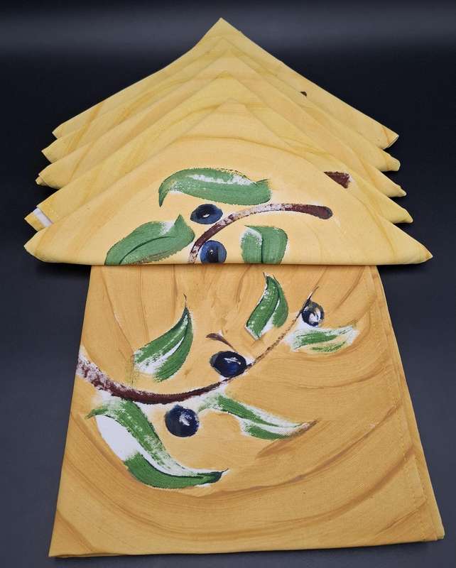 Hand Painted Cotton Napkins x 6 by Carole Nevin - Vibrant Colours