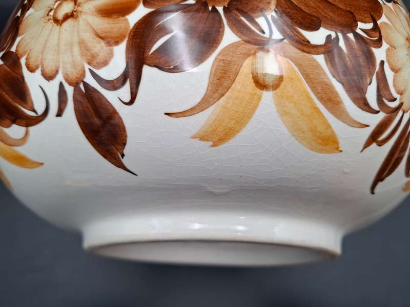 Mid Century ZF Kolo Retro Hand Painted Floral Vase - warm Autumn colours - Large 33cm high