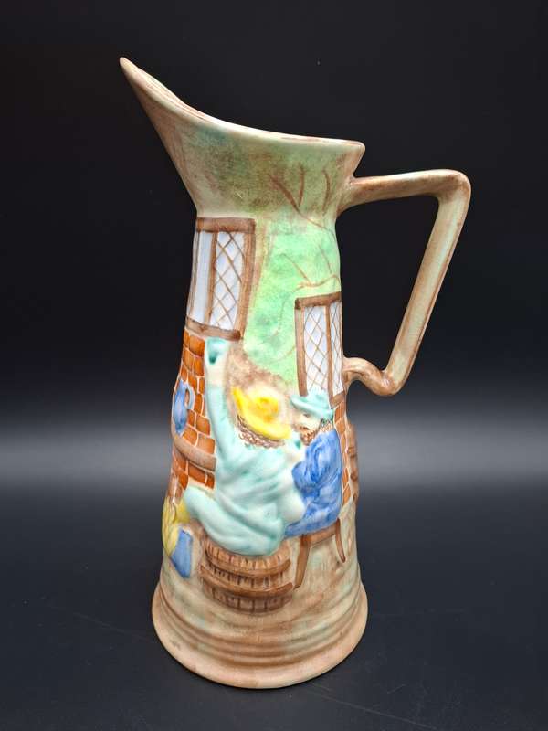 Vintage Hand Painted Burslem Jug / Ewer - Great Condition - 28cm high - H.G Wood Ltd, England