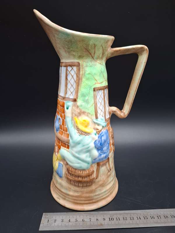 Vintage Hand Painted Burslem Jug / Ewer - Great Condition - 28cm high - H.G Wood Ltd, England