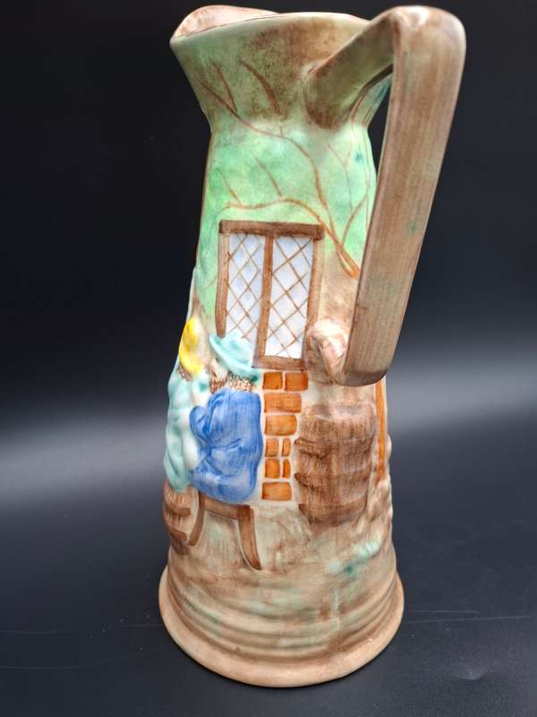 Vintage Hand Painted Burslem Jug / Ewer - Great Condition - 28cm high - H.G Wood Ltd, England